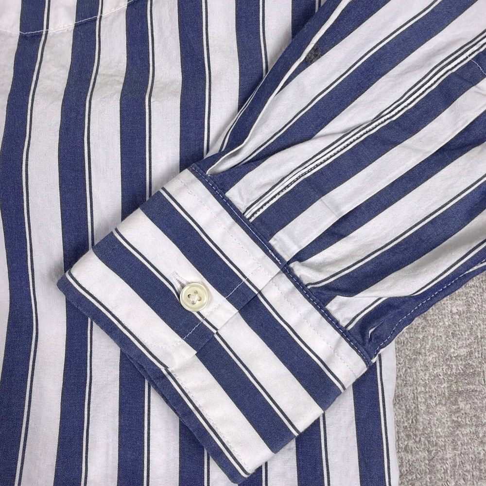 GAP Womens M Blue White Striped Button Down "Perfect Shirt" 100% Cotton Classic - Picture 3 of 14